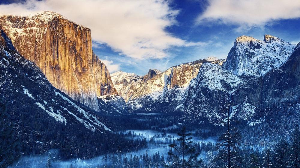 Majestic Winter Wonderland in Yosemite Valley wallpaper