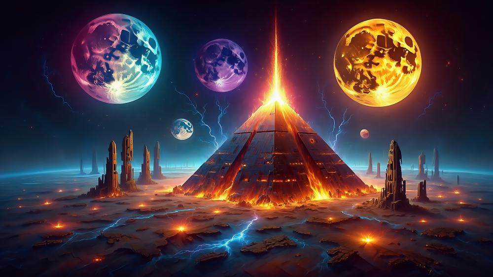 Burning Pyramid wallpaper