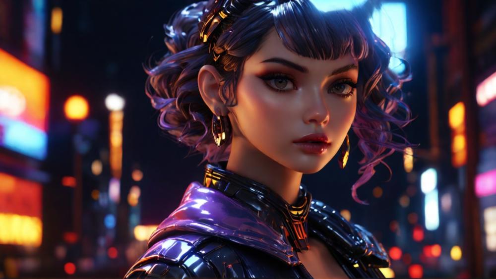 Cyber Dreamscape Diva: Futuristic Anime Vision wallpaper