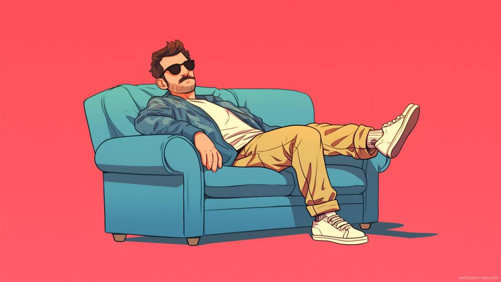 Chill Vibes on a Cartoon Sofa wallpaper