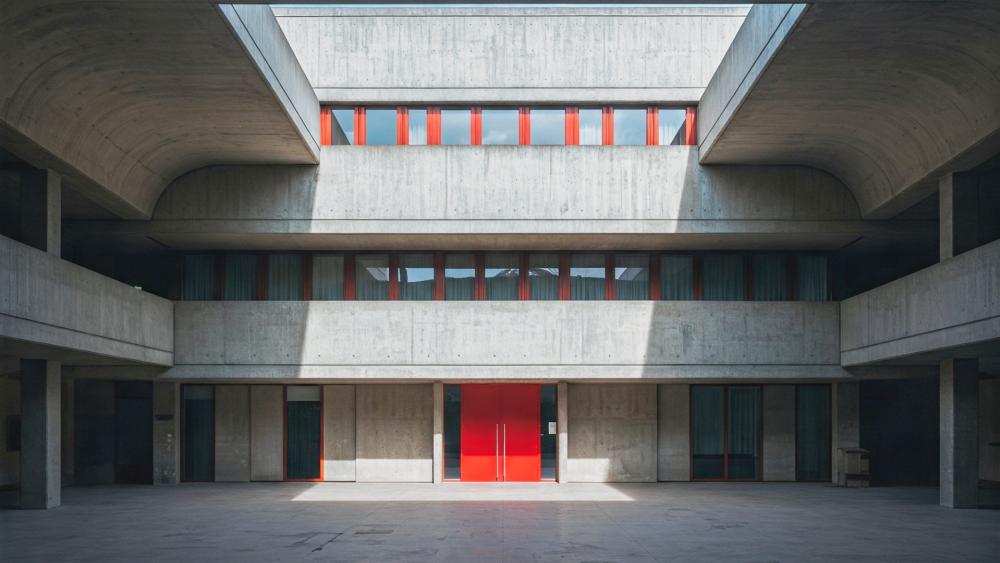 Brutalist Serenity Unrealized Valor in Concrete Forms wallpaper