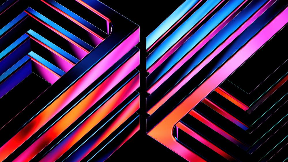 Vibrant Neon Geometric Illusion wallpaper