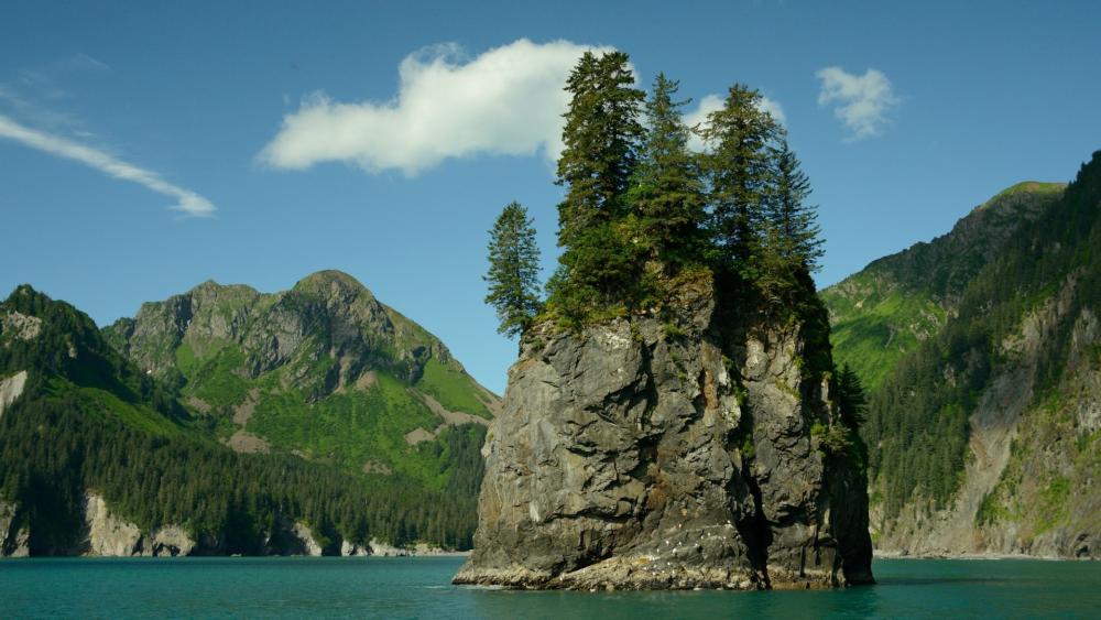 Spire Cove Majestic Rock Formation in Alaska wallpaper