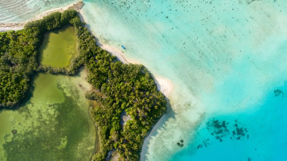 Aerial Escape Pristine Coastal Oasis wallpaper
