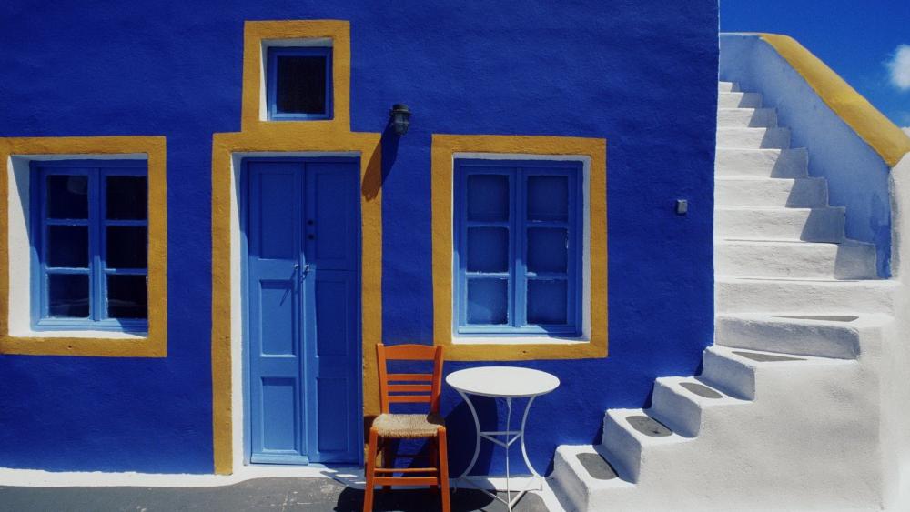 Blue Serenity in Santorini wallpaper