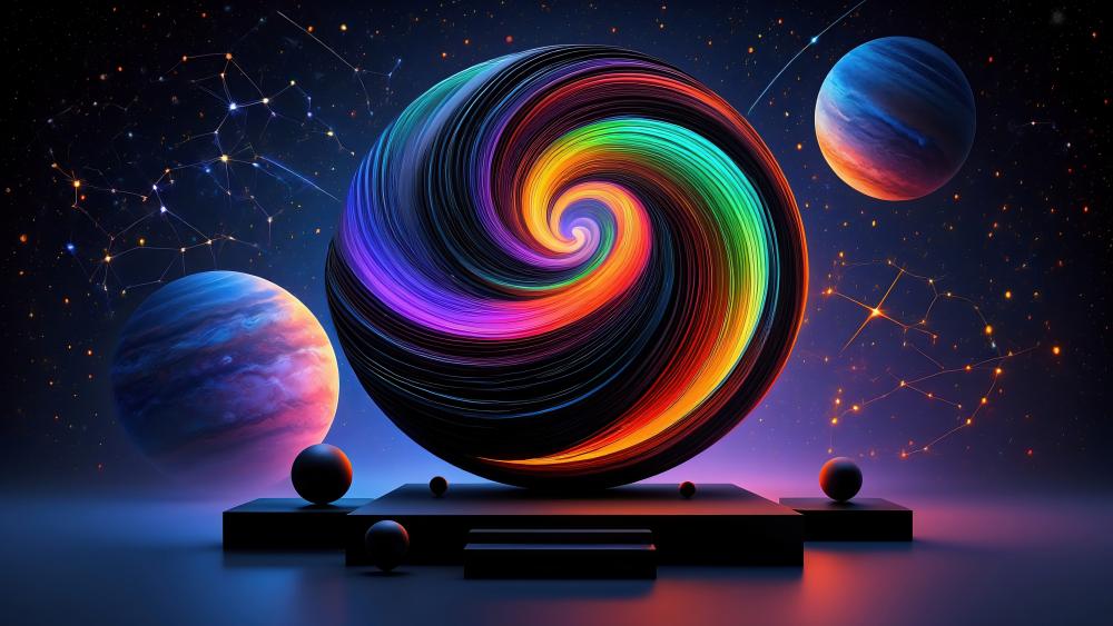 Multicolor Cosmic Swirl in Abstract Art wallpaper