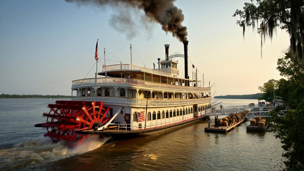 Steamboat Journey: A 5K AI Art Experience wallpaper