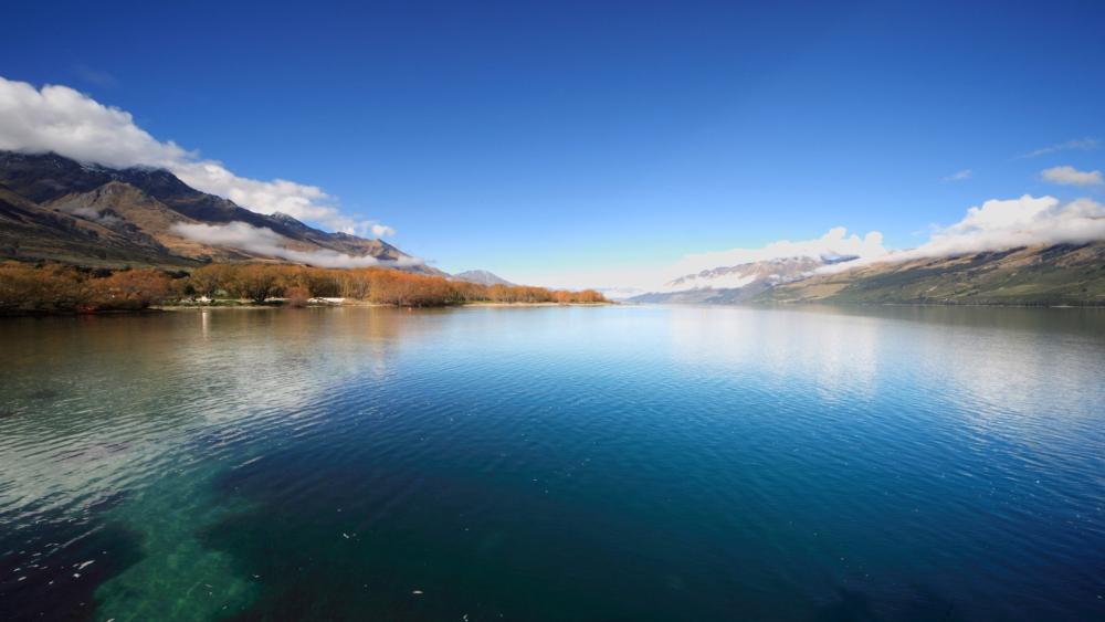 Serene Mountain Lake Panorama wallpaper