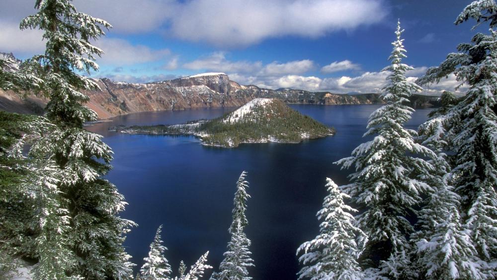 Crater Lake Winter Wonderland wallpaper