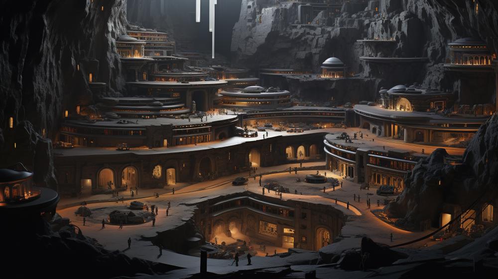 Futuristic Cave Cityscape in Stunning 5K Detail wallpaper
