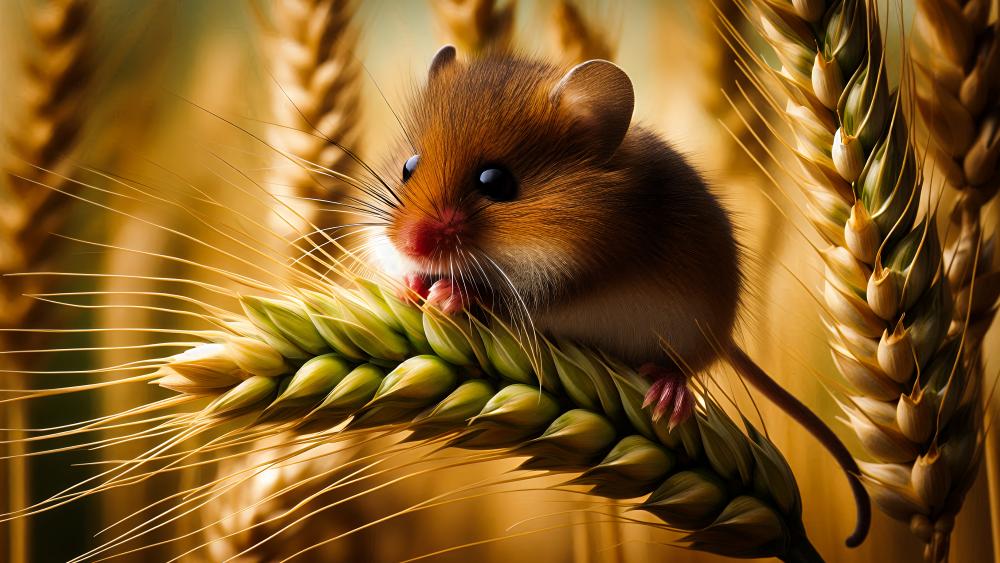 Woodland Wonder Mouse in Wheat Fields wallpaper