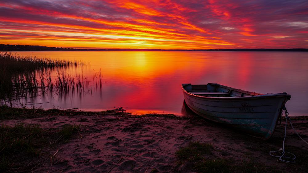 Sunset Serenity on Tranquil Waters wallpaper