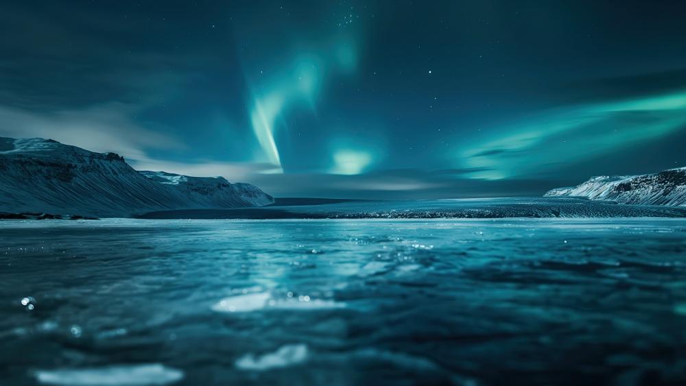 Northern Wonders Symphony in Blue wallpaper