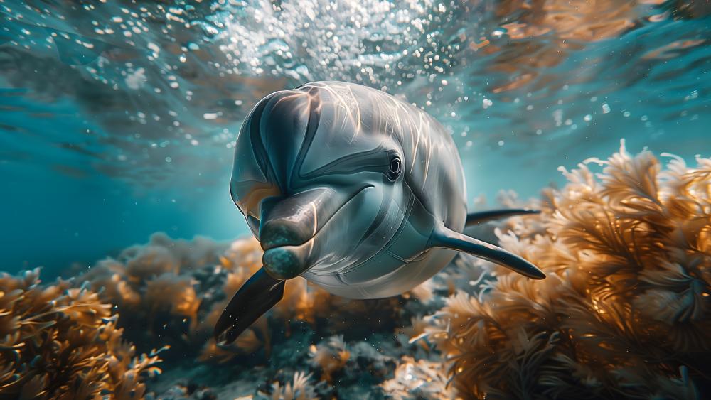Majestic Bottlenose Dolphin in 5K Underwater Art wallpaper