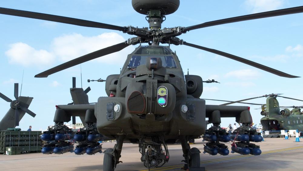 Apache AH-64D Helicopter in Action wallpaper