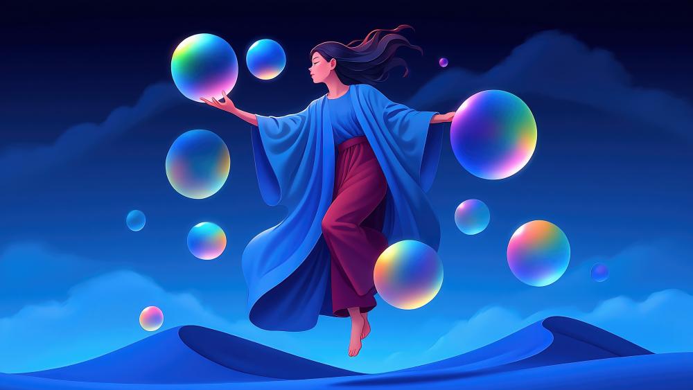 Floating Dreams in a Surreal Sky wallpaper