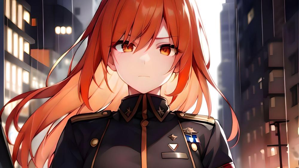 Anime Warrior on Duty in the City wallpaper