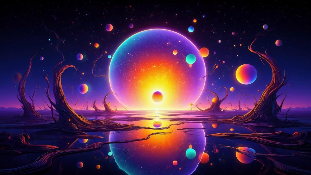 Vibrant Surreal Spheres in Cosmic Harmony wallpaper