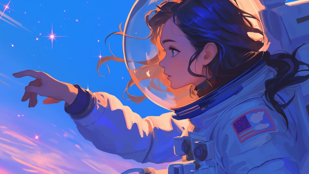 Space Dreamer Anime Girl in Cosmos wallpaper