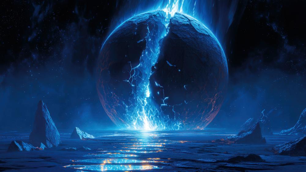 Cracked Blue Sphere of Light and Mystery wallpaper