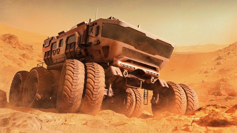 Mars Rover Adventure in Sci-Fi Landscape wallpaper