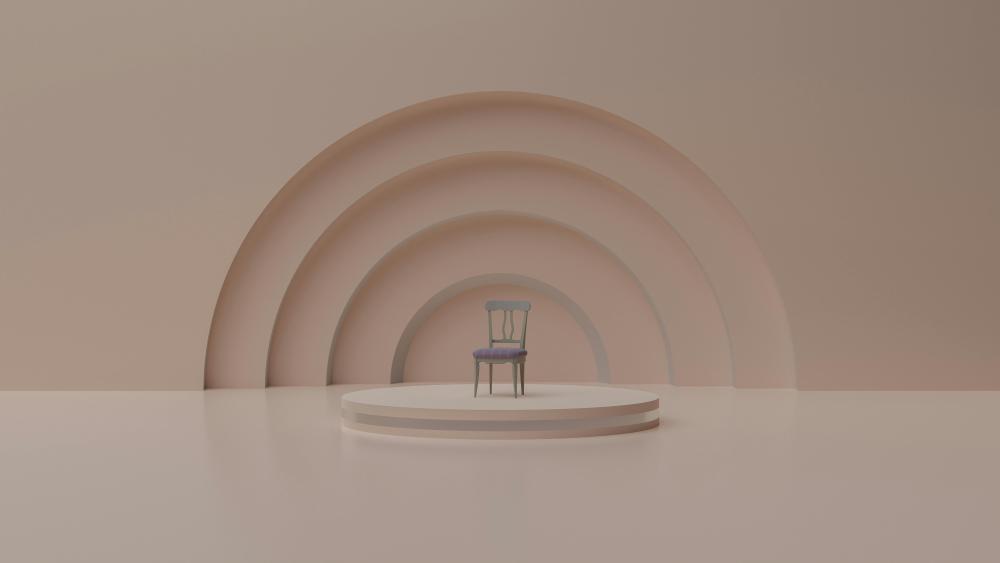 Minimalist Stage with Chair in 5K Detail wallpaper