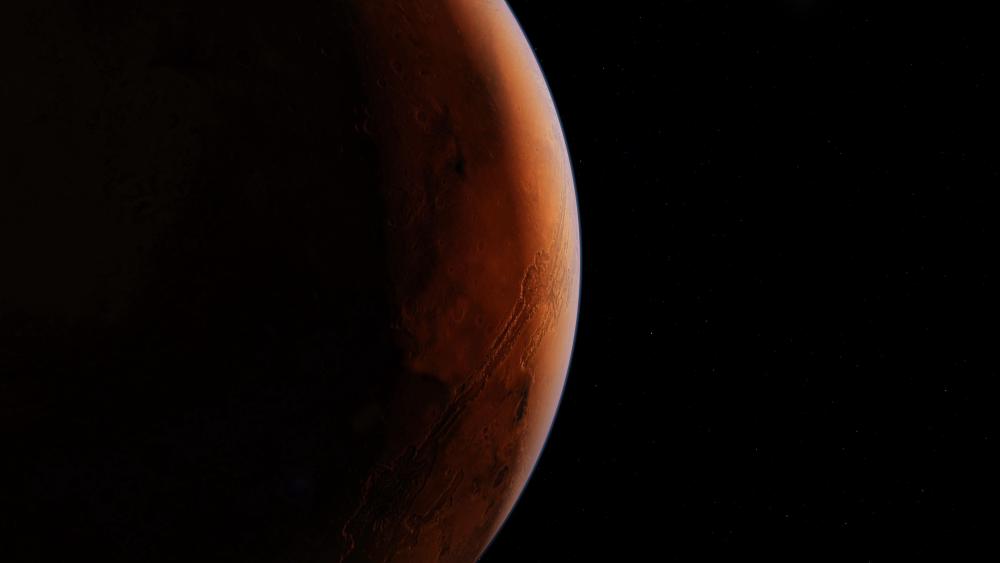 Mars in Shadow Captivating Cosmic View wallpaper