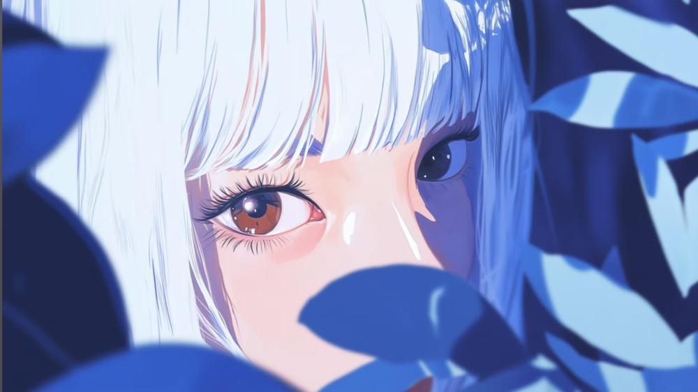 Mystical Gaze in a Blue-Hued World wallpaper