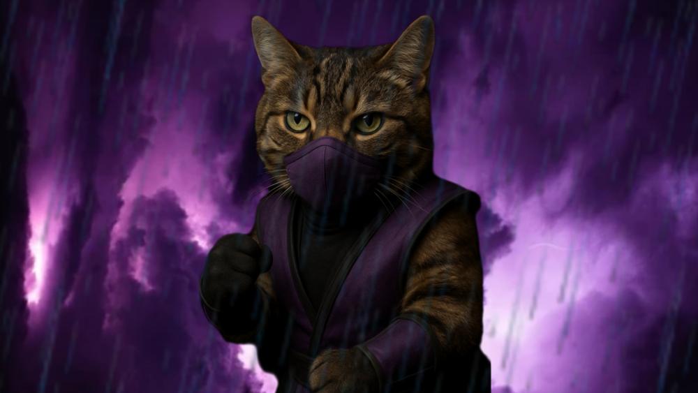 Purple Ninja Cat Adventure wallpaper