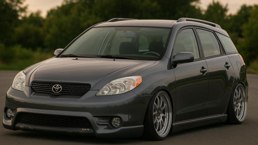 Gray Toyota Matrix on a Scenic Drive wallpaper