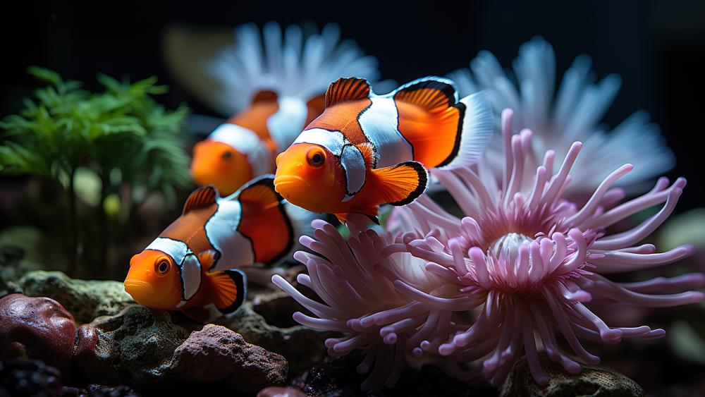 Clownfish and Anemone Harmony wallpaper