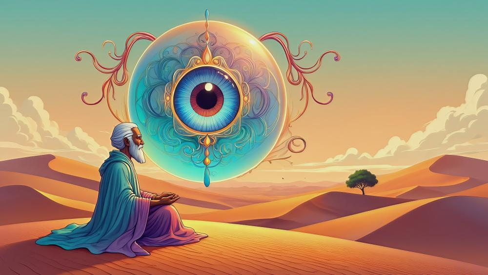 Desert Meditation Under the Mystical Eye wallpaper