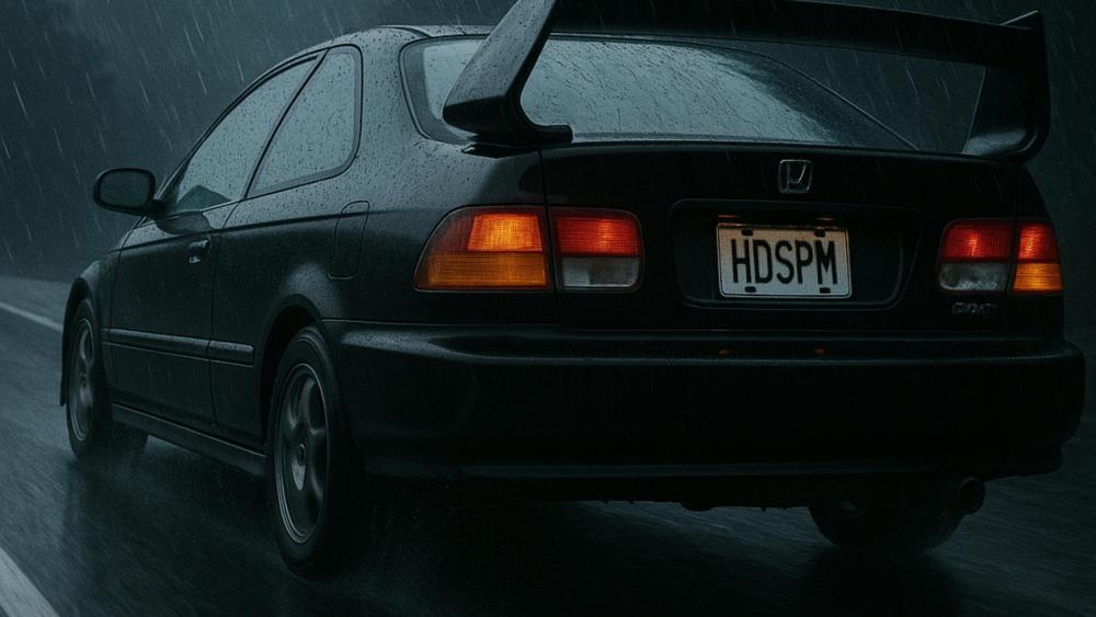 Road Phantom in the Rain: A Darkened Civic Vision wallpaper