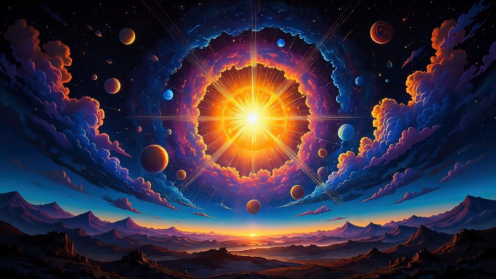 Cosmic Dawn in a Surreal Universe wallpaper