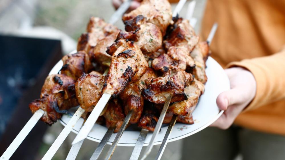 Grilled Delights Savory Sizzling Skewers wallpaper