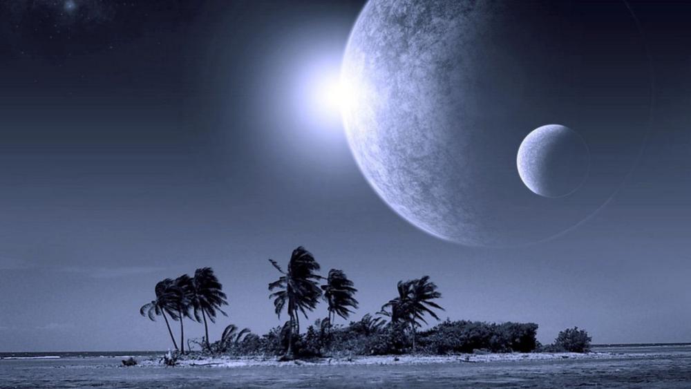 Ethereal Celestial Oasis by Moonlit Shores wallpaper