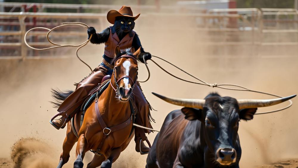 Cowboy Cat Rodeo Adventure in the Wild West wallpaper