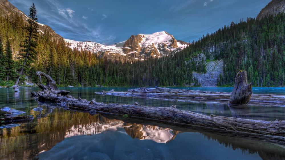 Tranquil Mountain Lake Reflection wallpaper