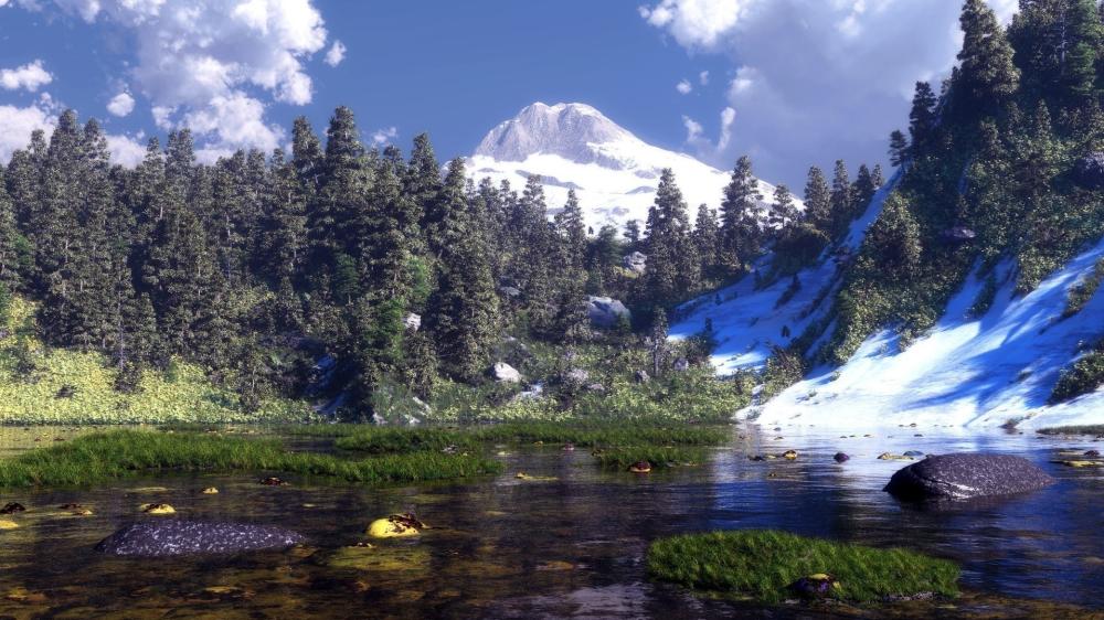 Mountain Serenity Reflected in Tranquil Lake wallpaper