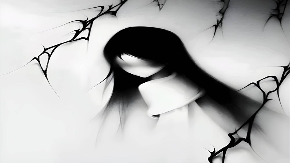 Silent Specter Haunting the White Void wallpaper