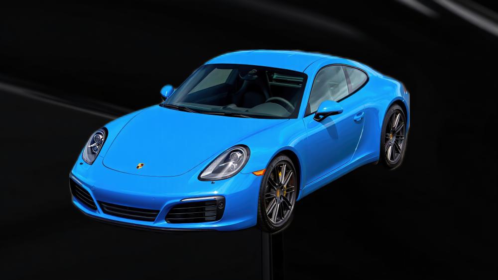 Blue Porsche in Motion wallpaper