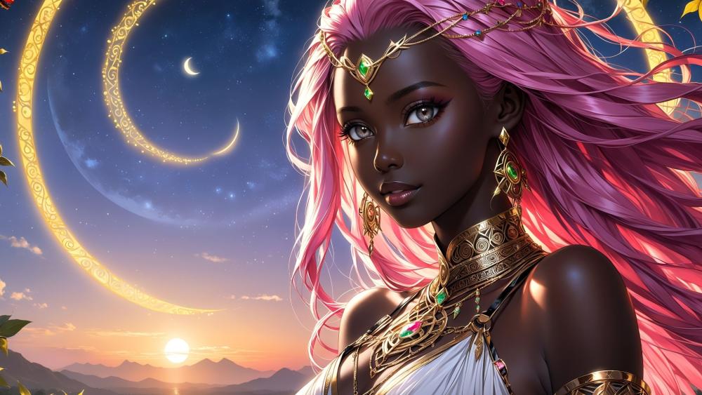 Exotic Princess in Celestial Splendor wallpaper