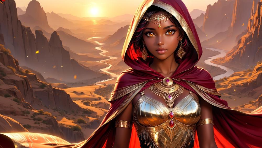 Enchanted Desert Princess: AI Art Elegance wallpaper