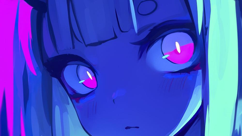 Anime Vision in Purple and Blue wallpaper