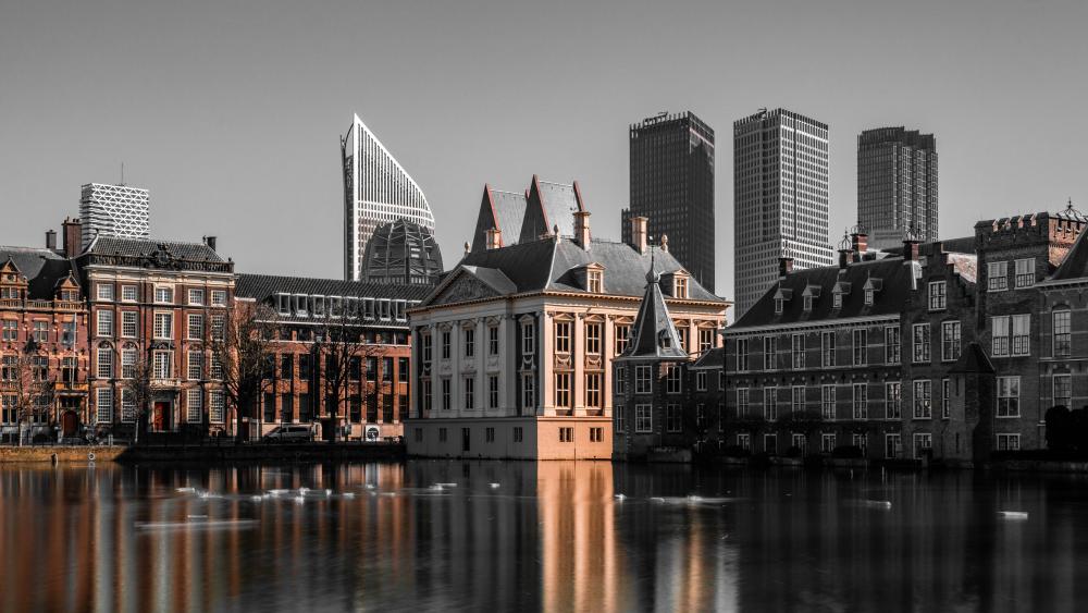 Cityscape Charm of Historic Leiden wallpaper