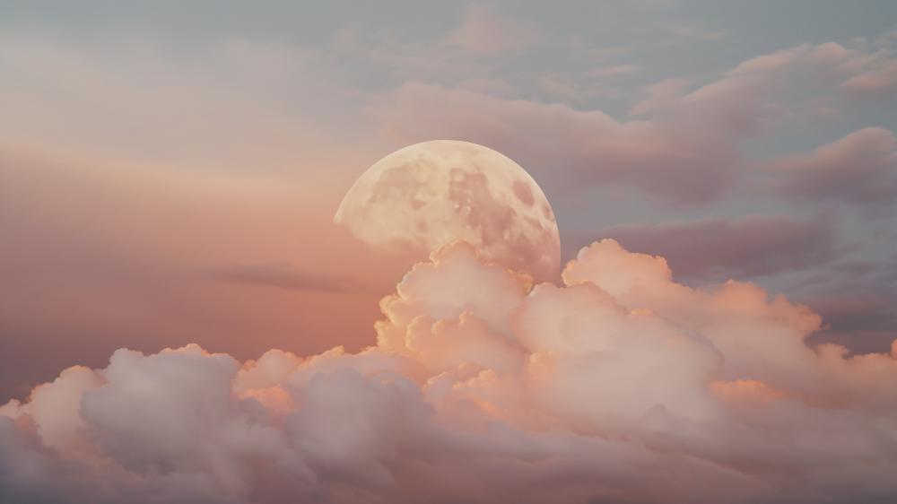 Moonlit Serenity Clouds and Tranquil Sky wallpaper