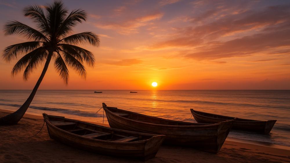 Sunset Serenity by the Sea wallpaper