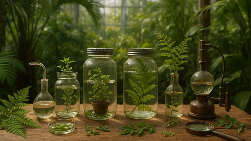 Tropical Greenhouse Science Setup wallpaper
