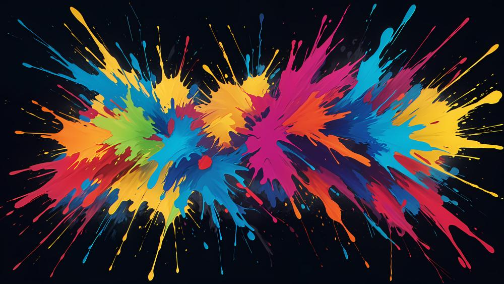 Vibrant Splash of Colors on Black wallpaper