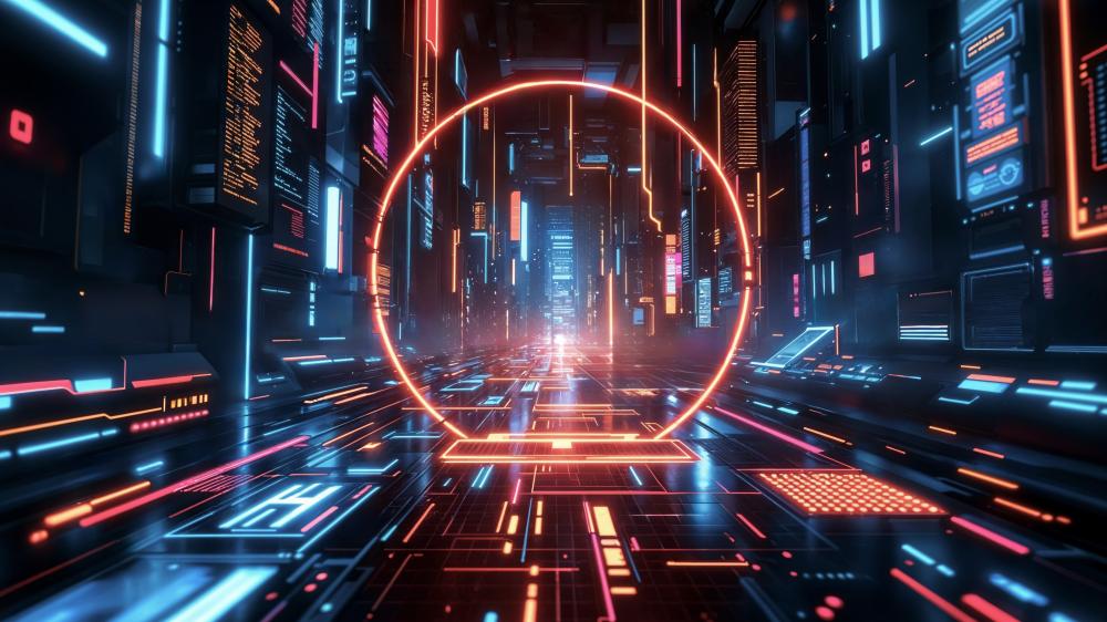 Neon Cyberpunk Tech Dreamscape wallpaper